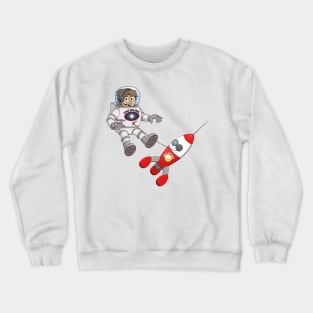 Space explorer illustration “The astronaut and his spaceship” Crewneck Sweatshirt